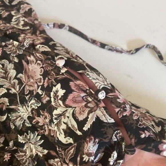 MNG Mango Black Floral Sleeveless Maxi Wrap Dress Dark Romantic European Size 4 - Picture 7 of 10